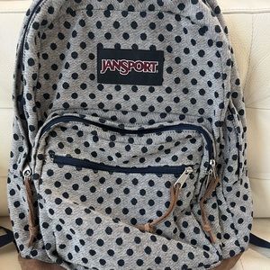 Jan Sport Backpack blue polka dots cotton.